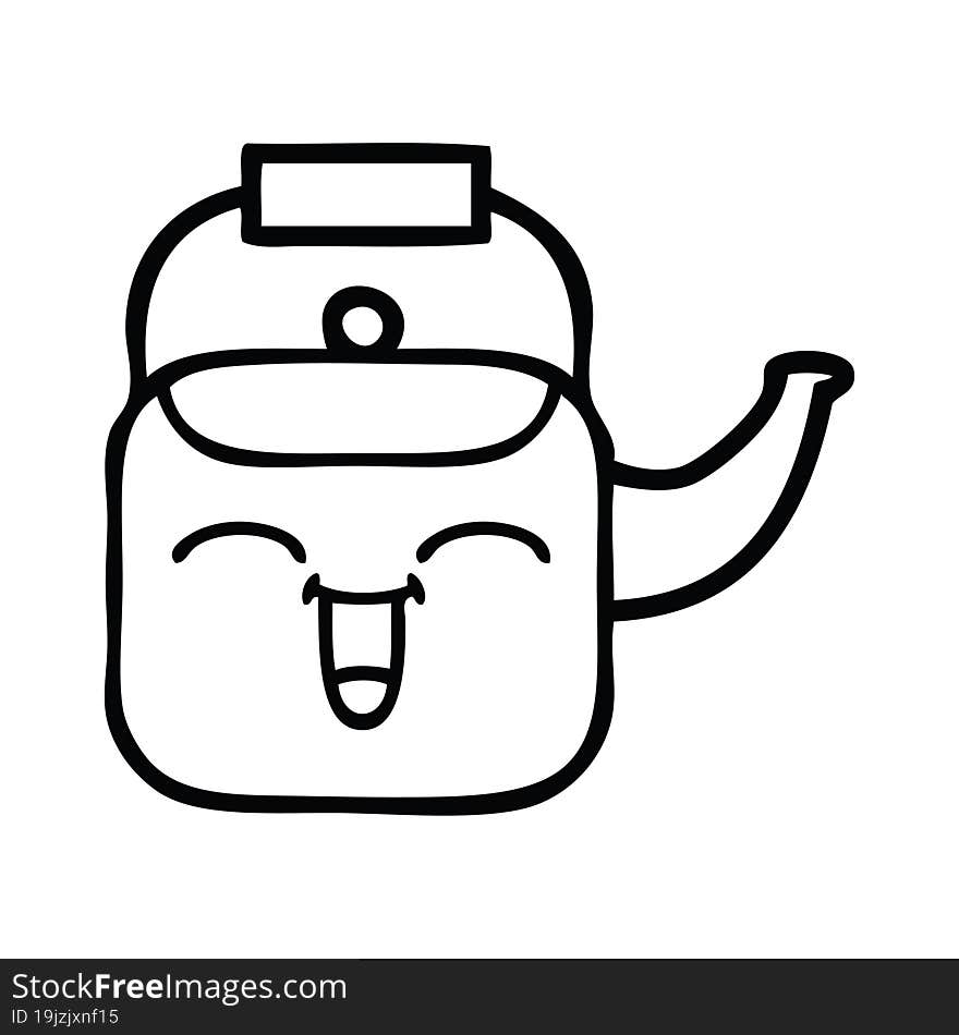 line drawing cartoon of a kettle. line drawing cartoon of a kettle