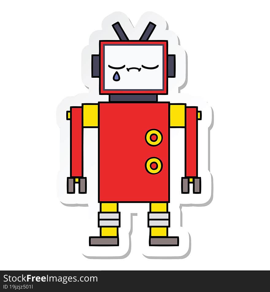 Sticker Of A Cute Cartoon Robot