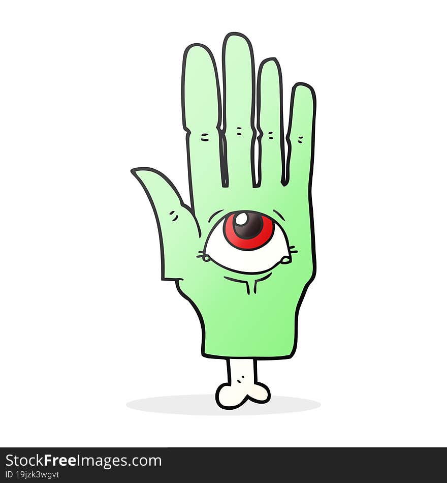 freehand drawn cartoon spooky eye hand