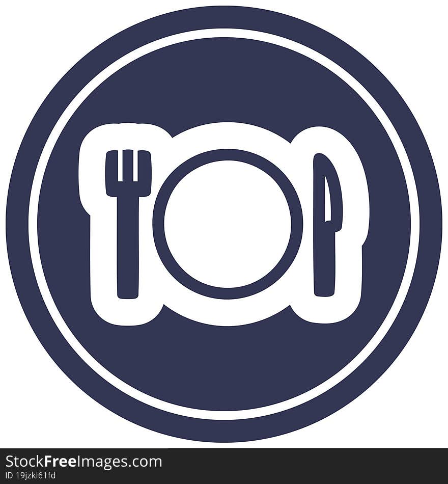 Knife Fork And Plate Circular Icon