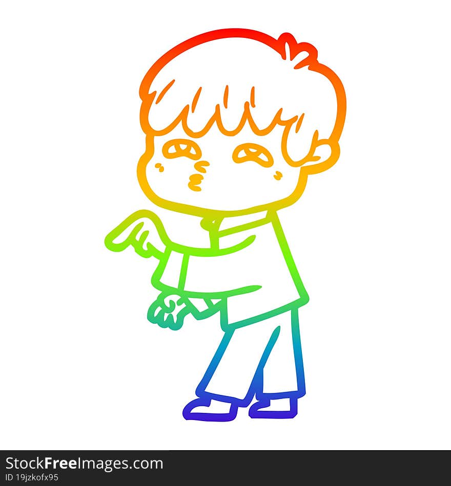 rainbow gradient line drawing cartoon curious man