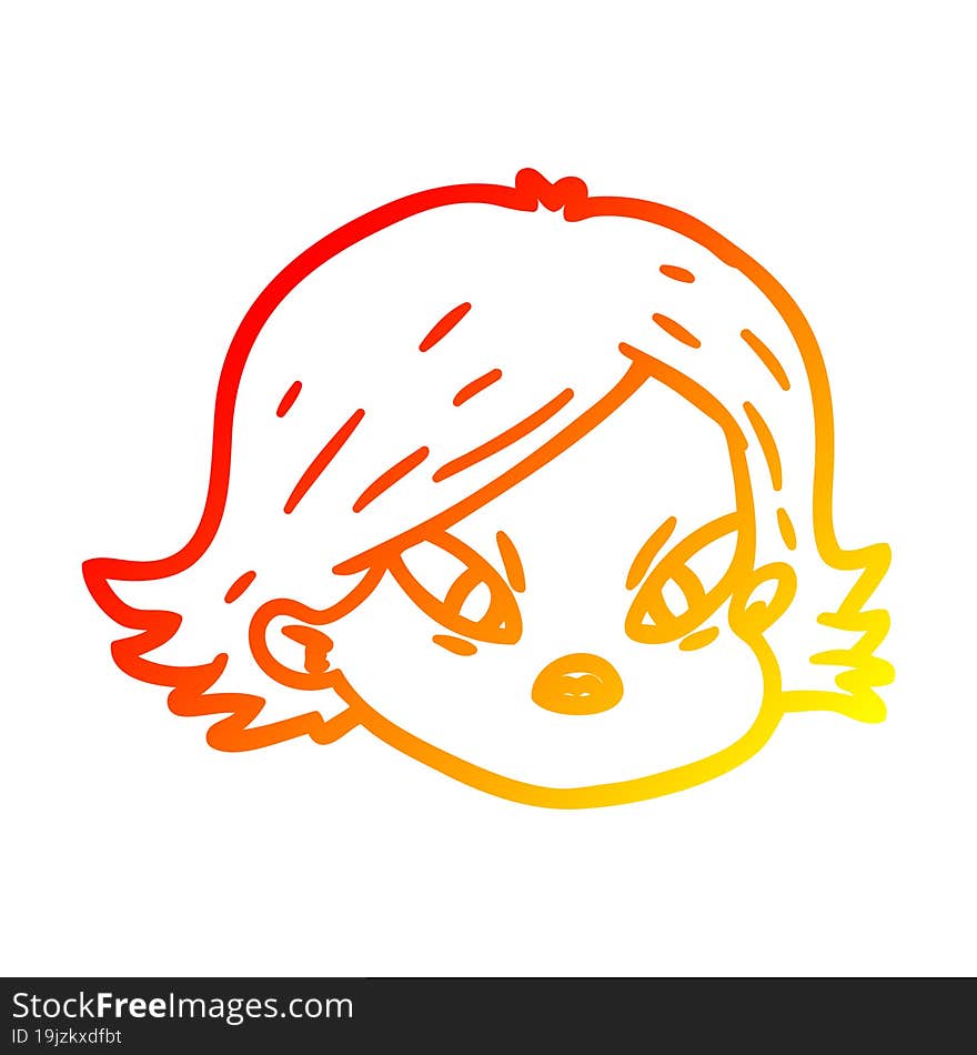 warm gradient line drawing cartoon female face