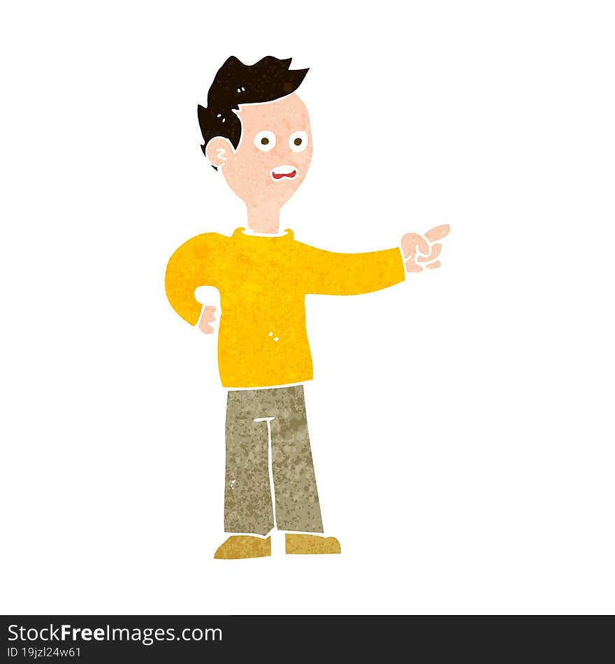 cartoon shocked boy pointing