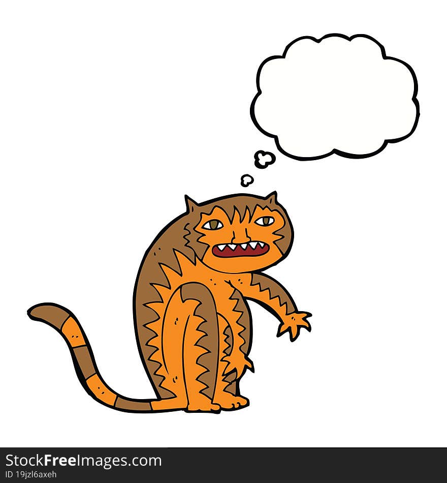 cartoon tiger with thought bubble