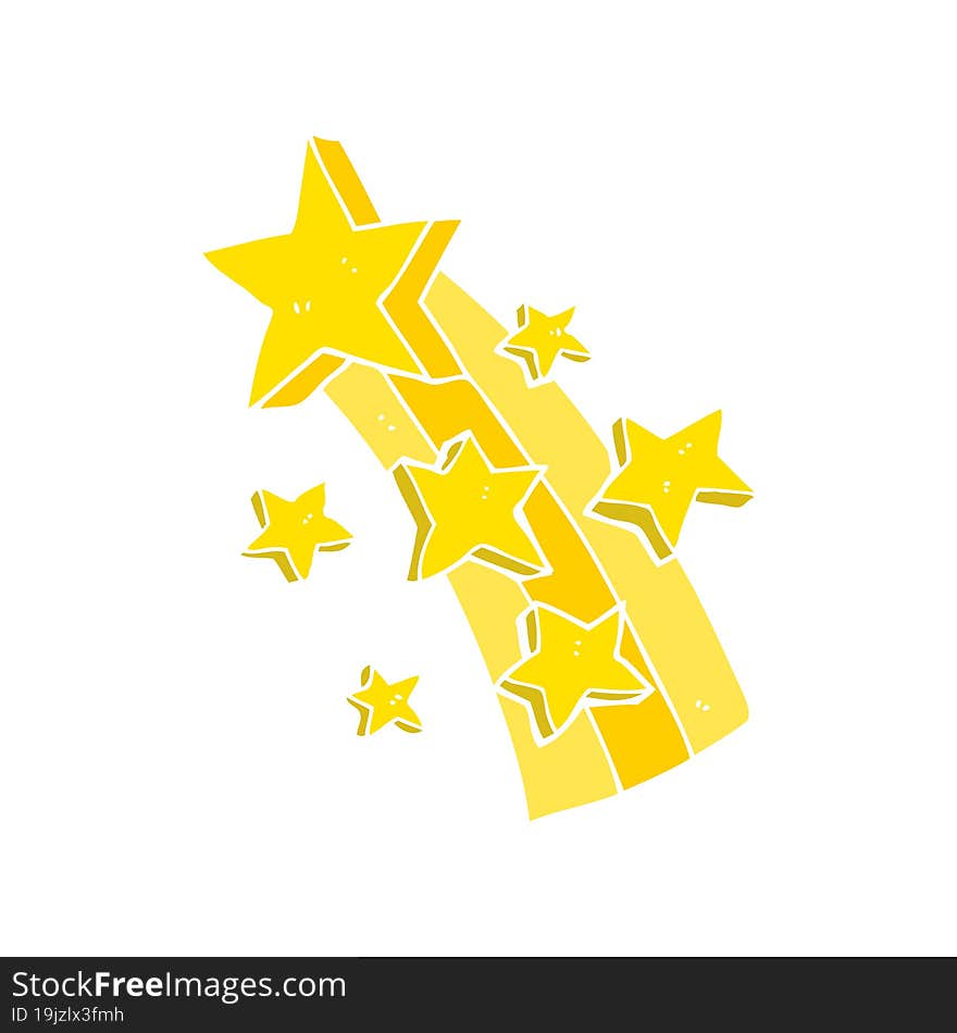 flat color illustration of a cartoon shooting star