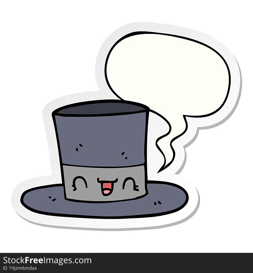 cartoon top hat and speech bubble sticker