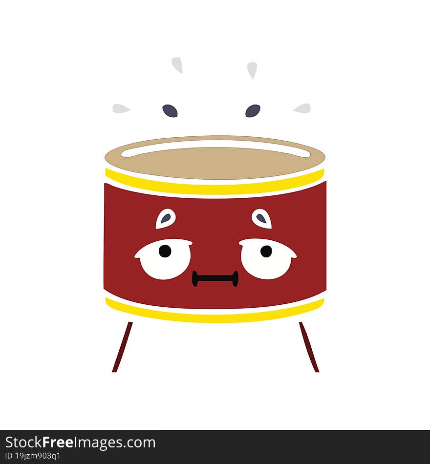 flat color retro cartoon drum