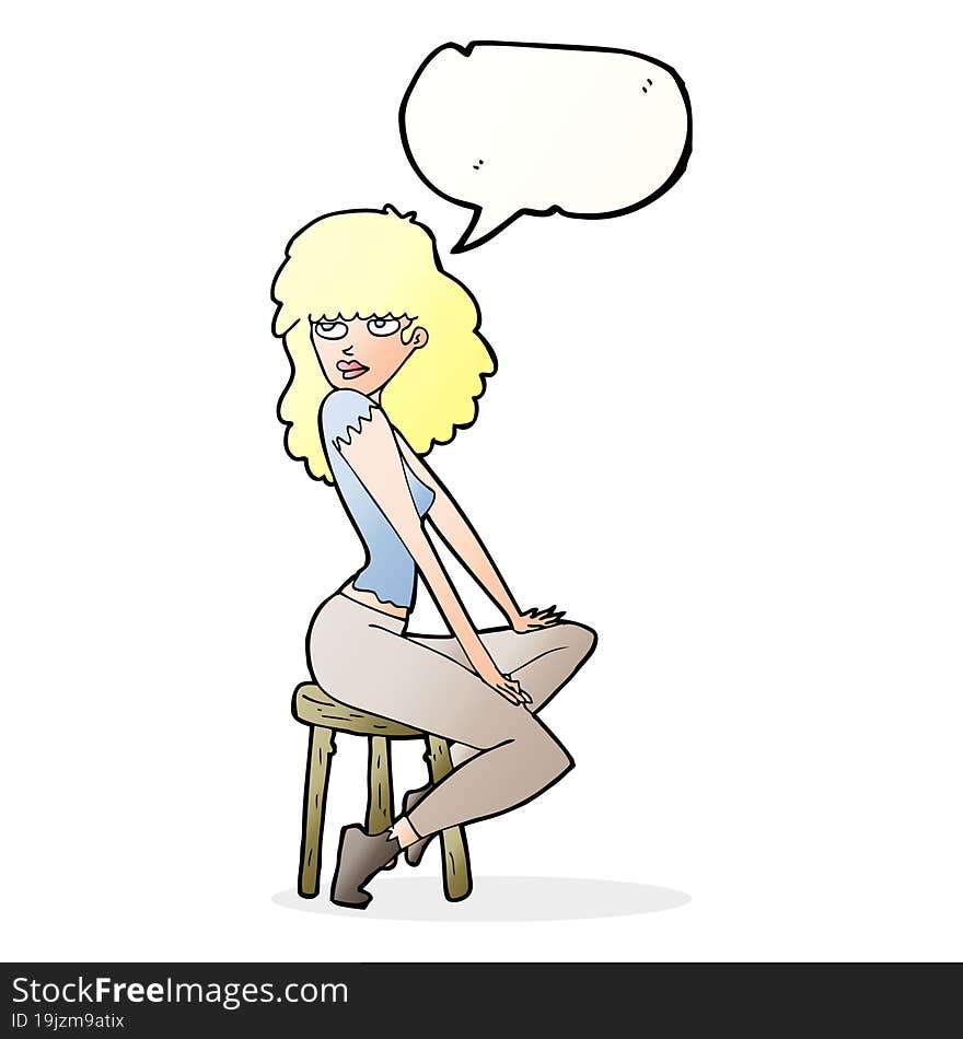 cartoon woman striking pose with speech bubble