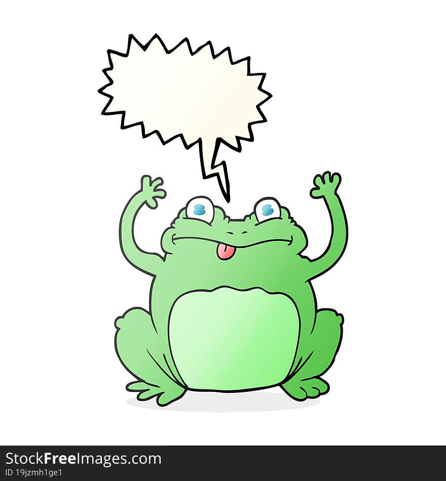 freehand drawn speech bubble cartoon funny frog