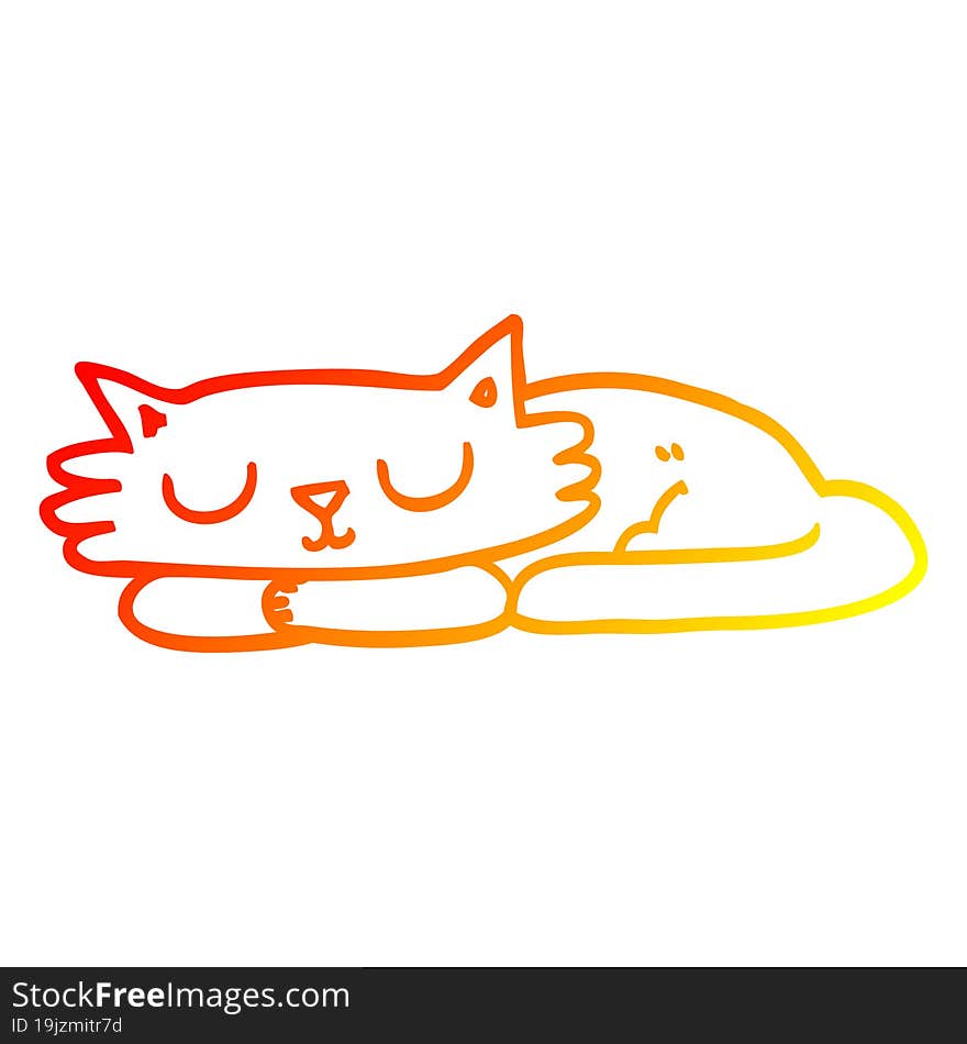 warm gradient line drawing cartoon sleeping cat