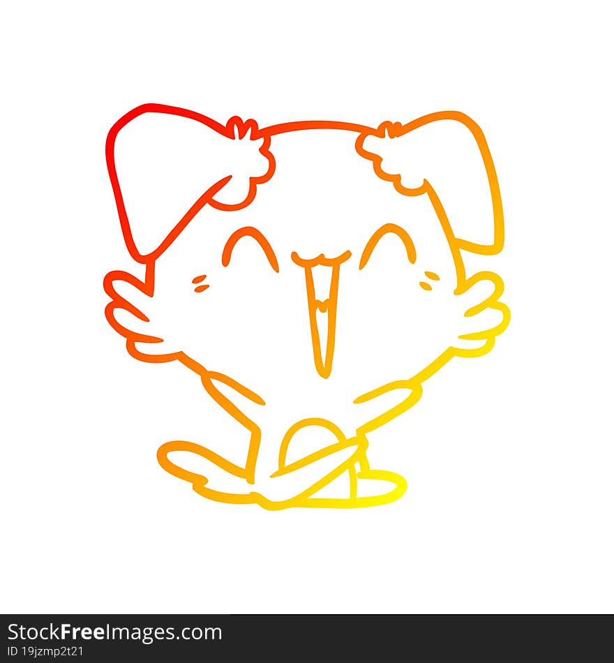 warm gradient line drawing happy little dog cartoon