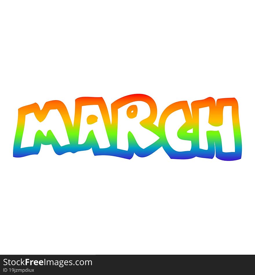 Rainbow Gradient Line Drawing Cartoon Month Of March