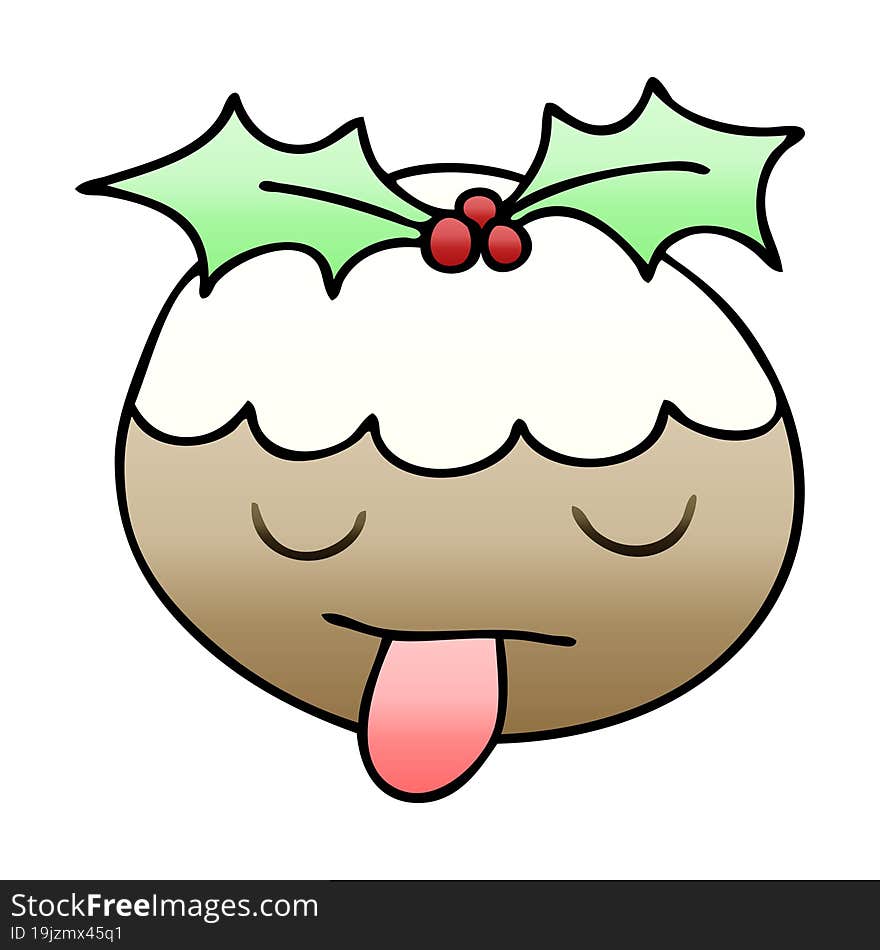 quirky gradient shaded cartoon christmas pudding