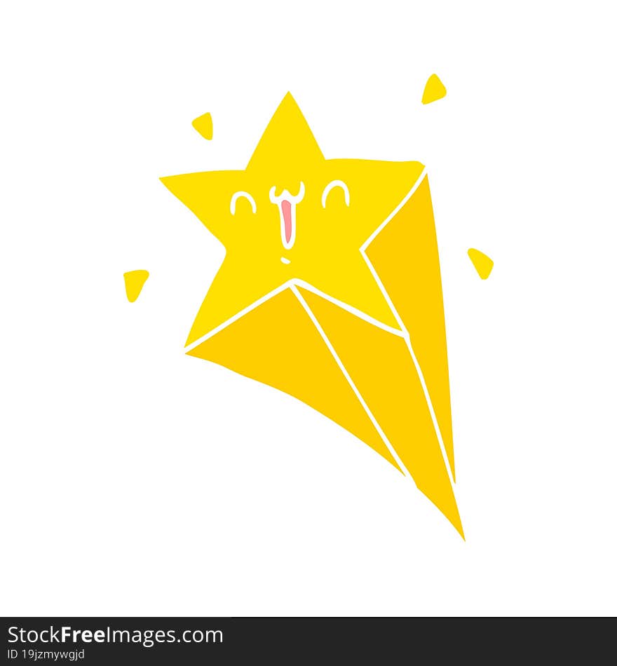 Flat Color Style Cartoon Shooting Star