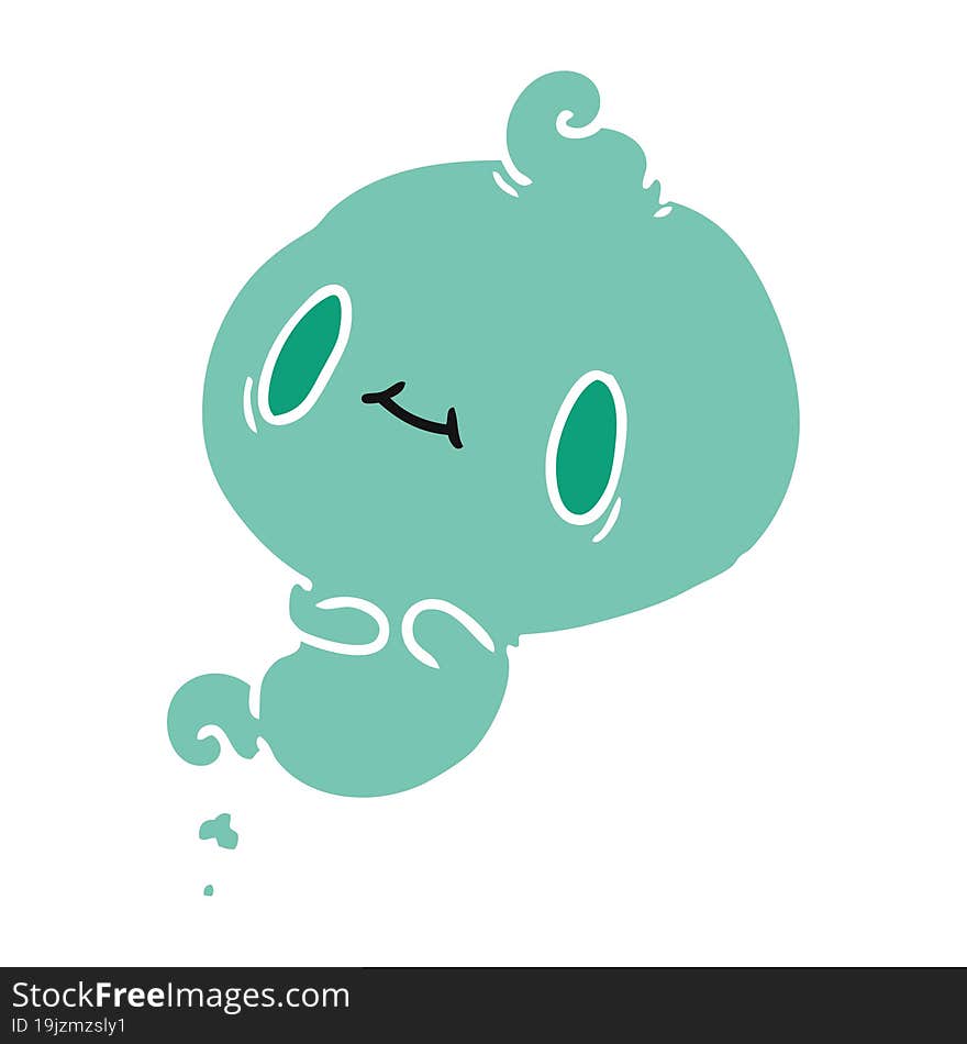 cartoon illustration of a kawaii cute ghost. cartoon illustration of a kawaii cute ghost