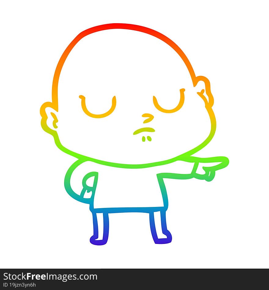 rainbow gradient line drawing of a cartoon bald man