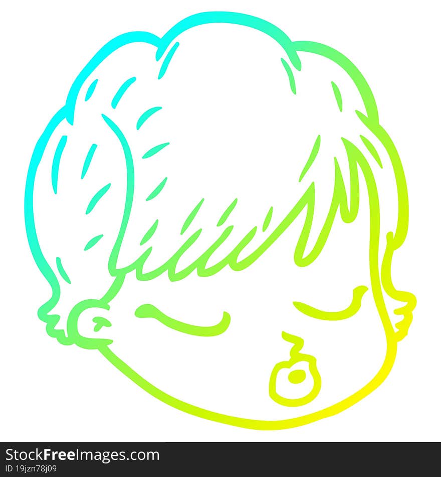 cold gradient line drawing cartoon female face