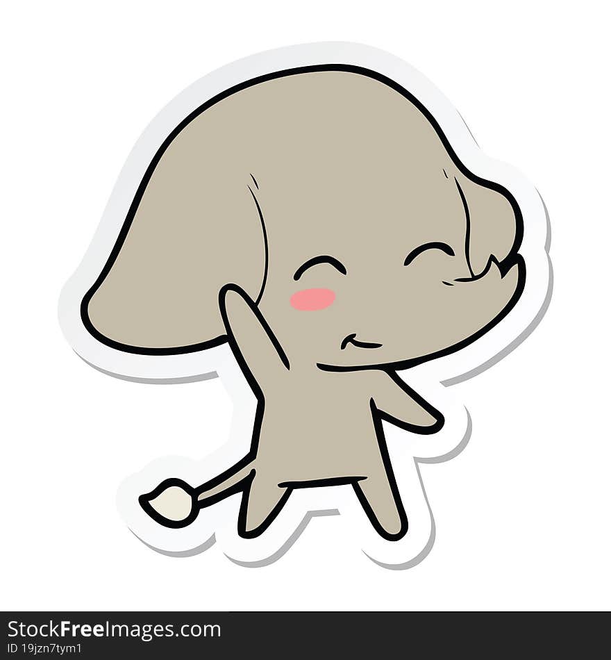 sticker of a cute cartoon elephant