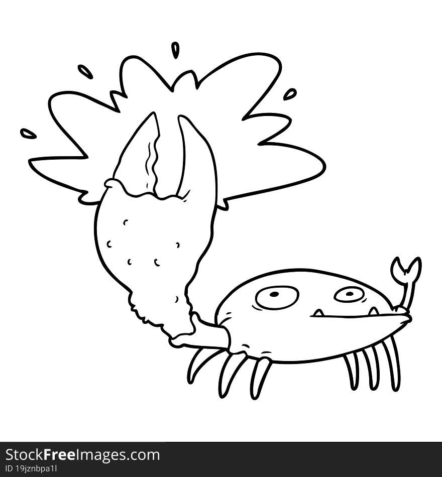 cartoon crab with big claw. cartoon crab with big claw