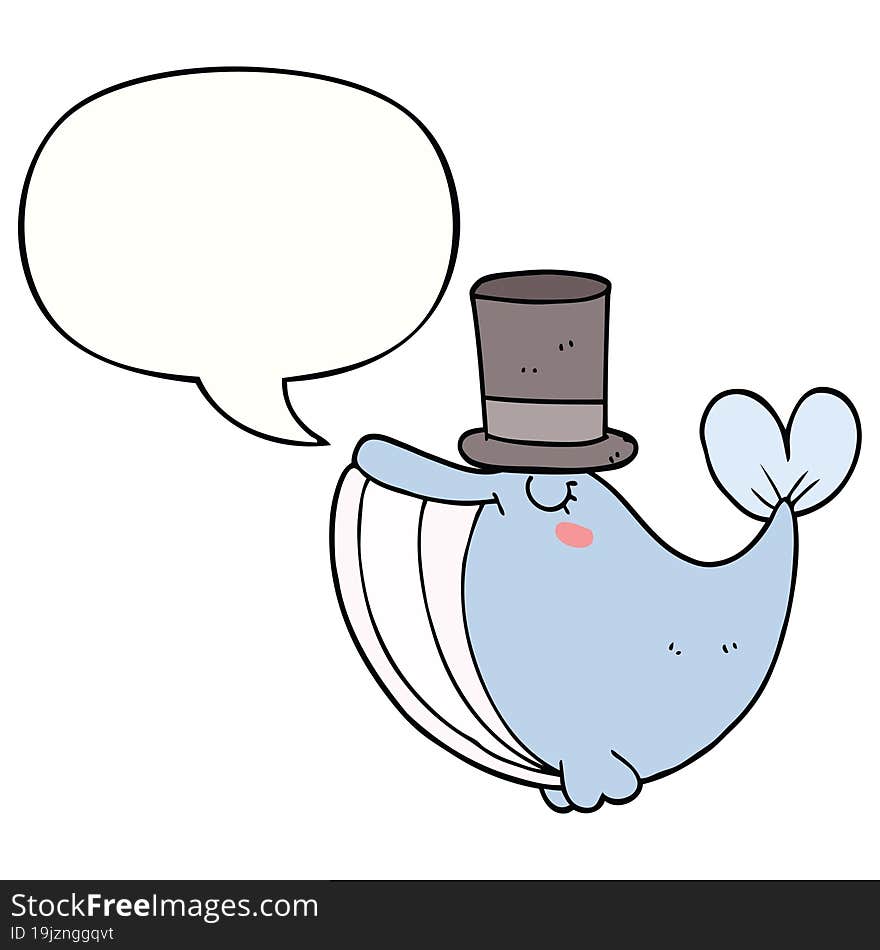 cartoon whale and top hat and speech bubble