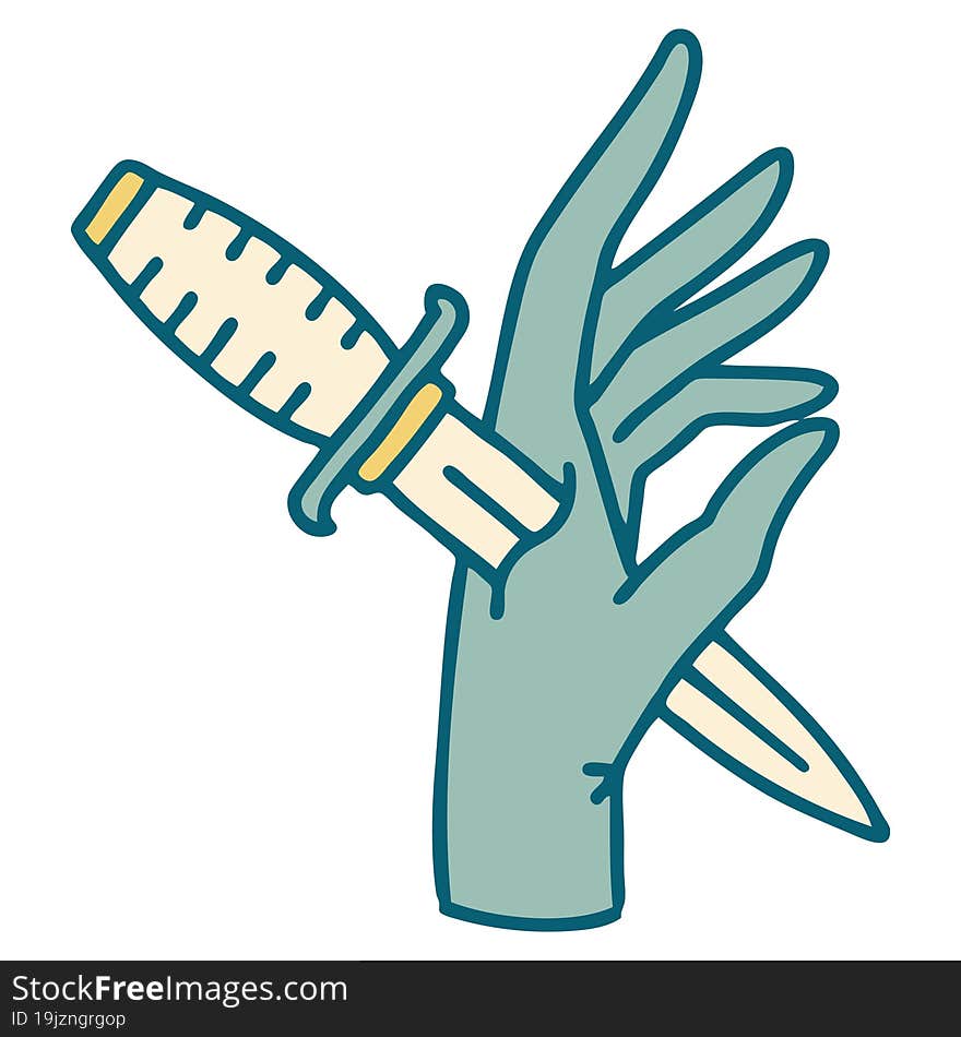 Tattoo Style Icon Of A Dagger In The Hand