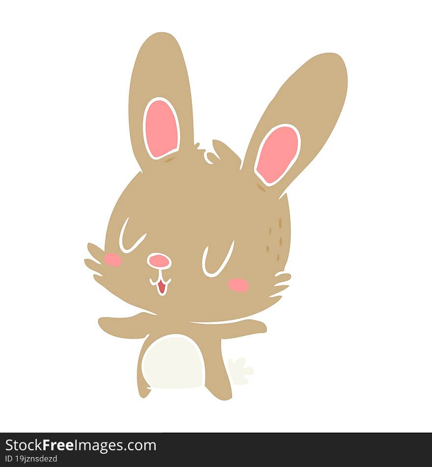 Cute Flat Color Style Cartoon Rabbit