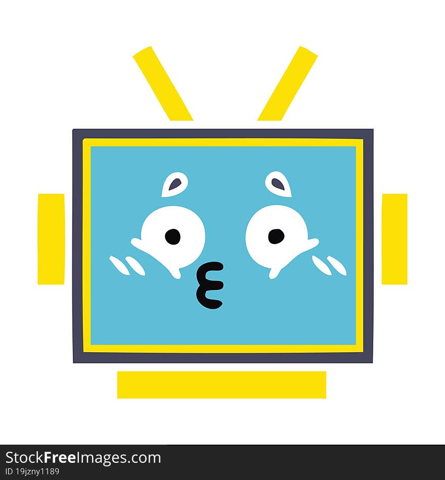 flat color retro cartoon robot head