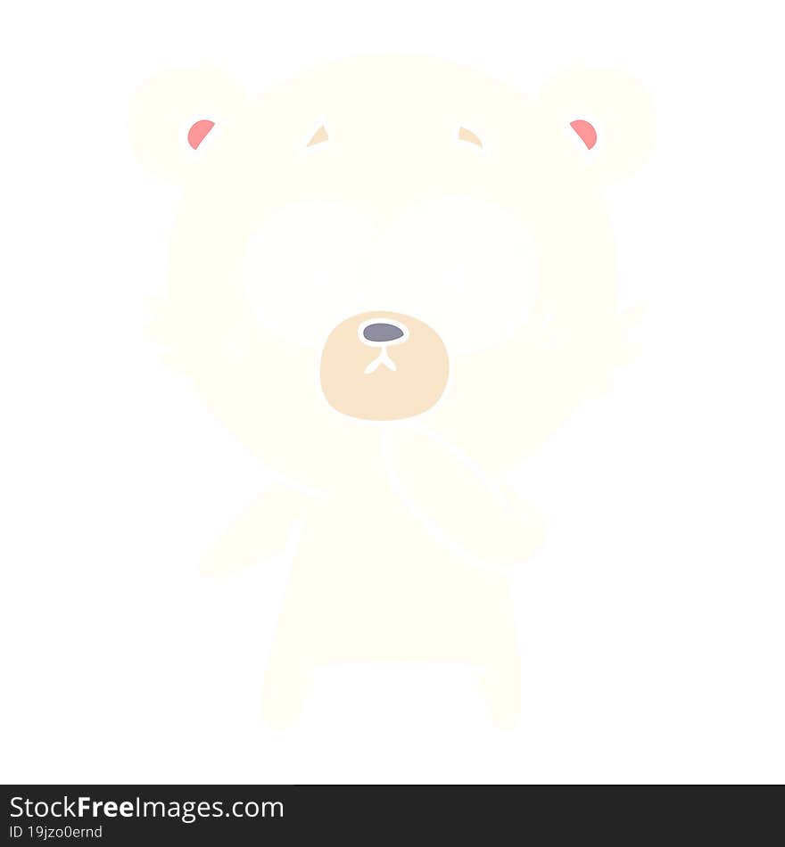 Nervous Polar Bear Flat Color Style Cartoon