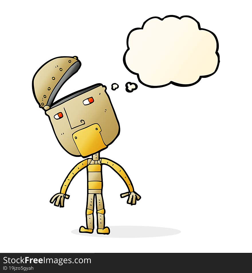 cartoon robot with thought bubble