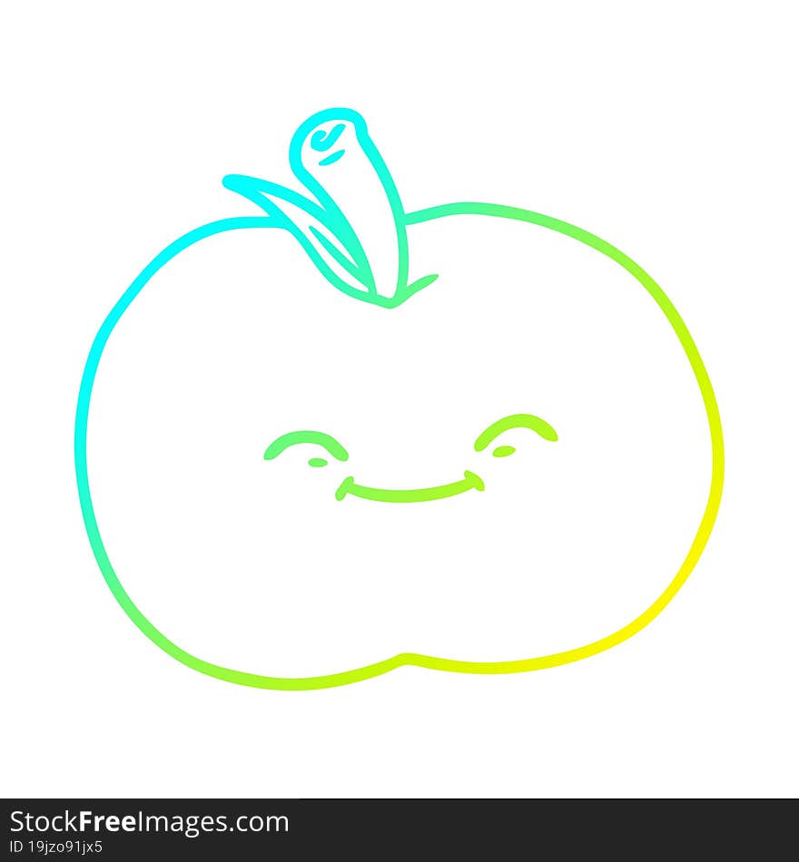 Cold Gradient Line Drawing Cartoon Apple