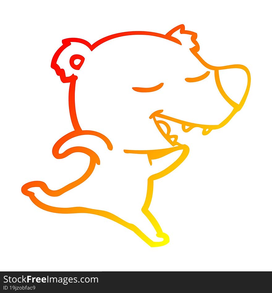 Warm Gradient Line Drawing Cartoon Polar Bear