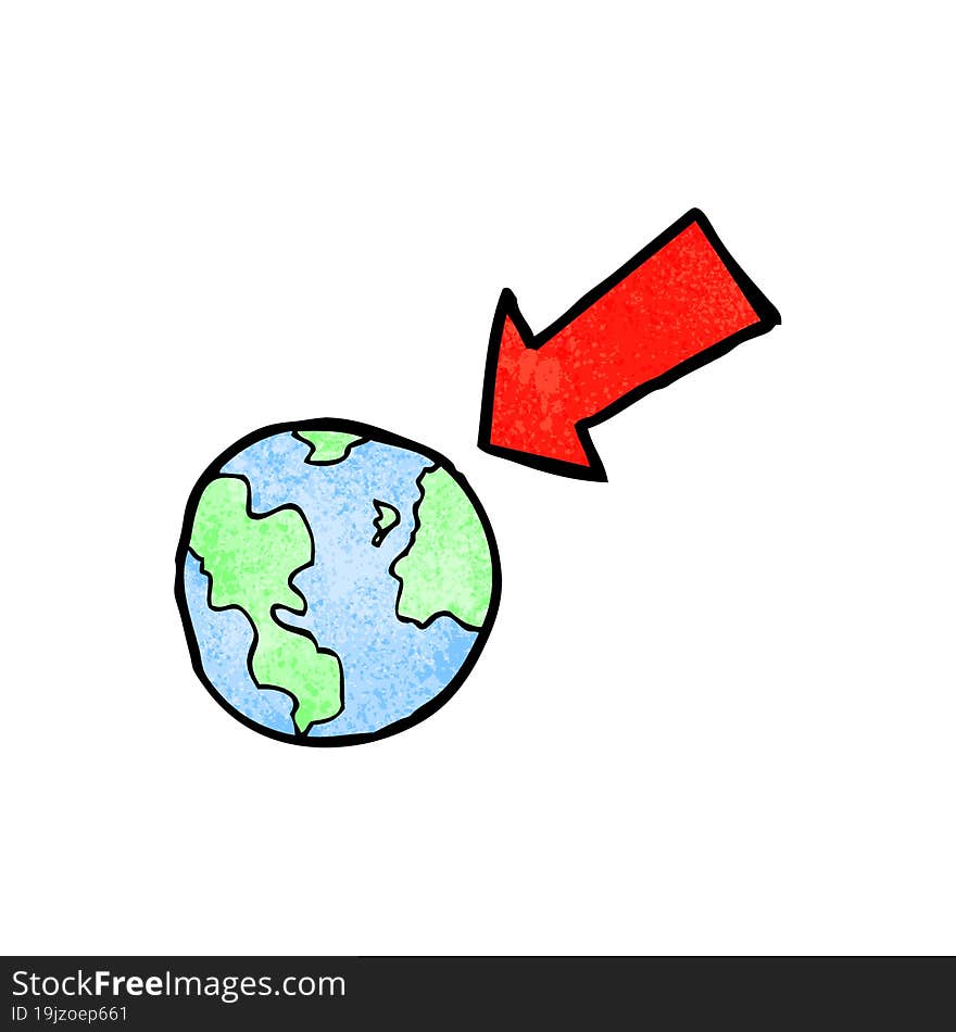 cartoon arrow pointing at earth