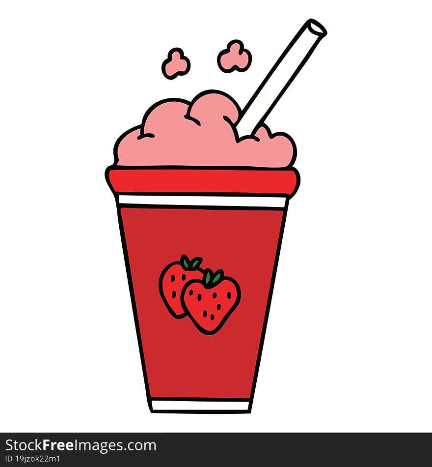 quirky hand drawn cartoon strawberry milkshake