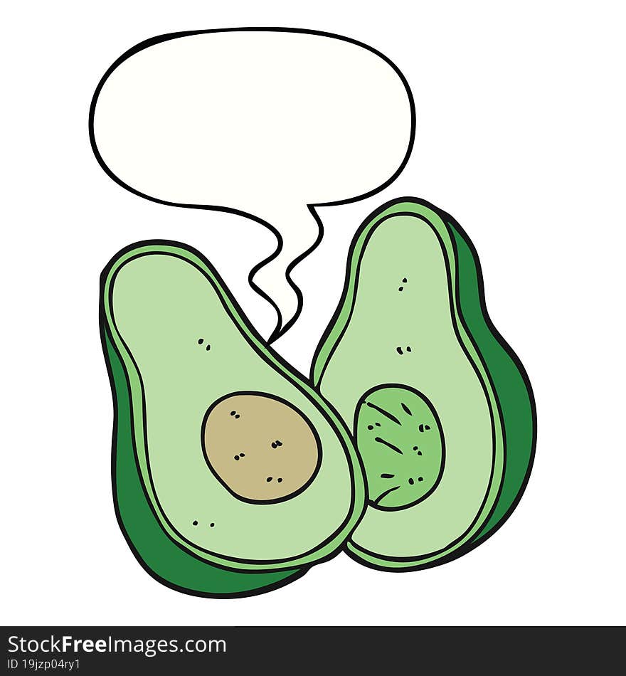 Cartoon Avocado And Speech Bubble