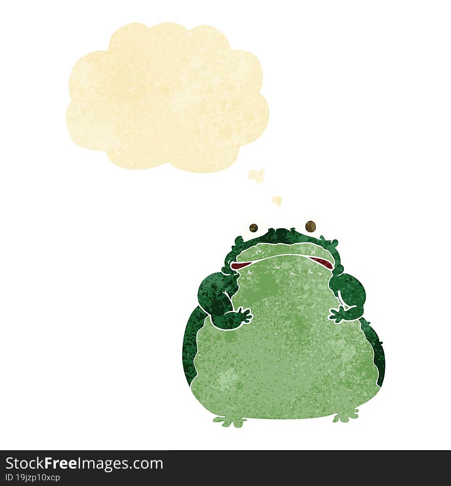 cartoon fat frog with thought bubble