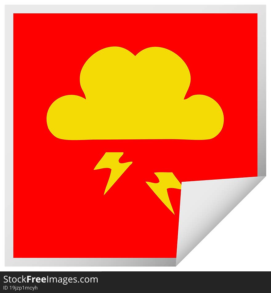 Square Peeling Sticker Cartoon Thunder Cloud