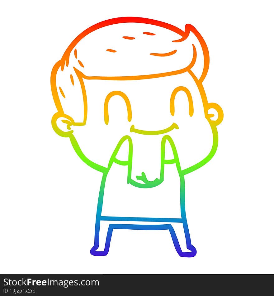 Rainbow Gradient Line Drawing Cartoon Friendly Man