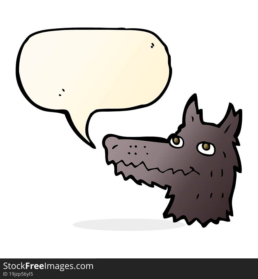 Cartoon Wolf Head With Speech Bubble