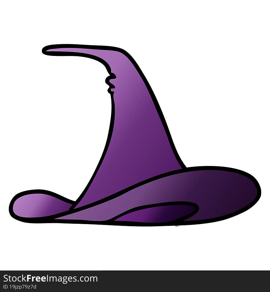 hand drawn gradient cartoon doodle of a witches hat