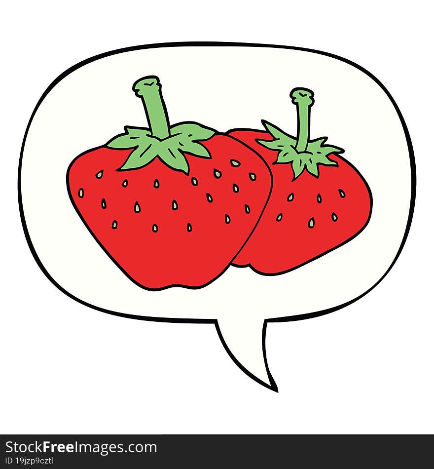 cartoon strawberry with speech bubble. cartoon strawberry with speech bubble