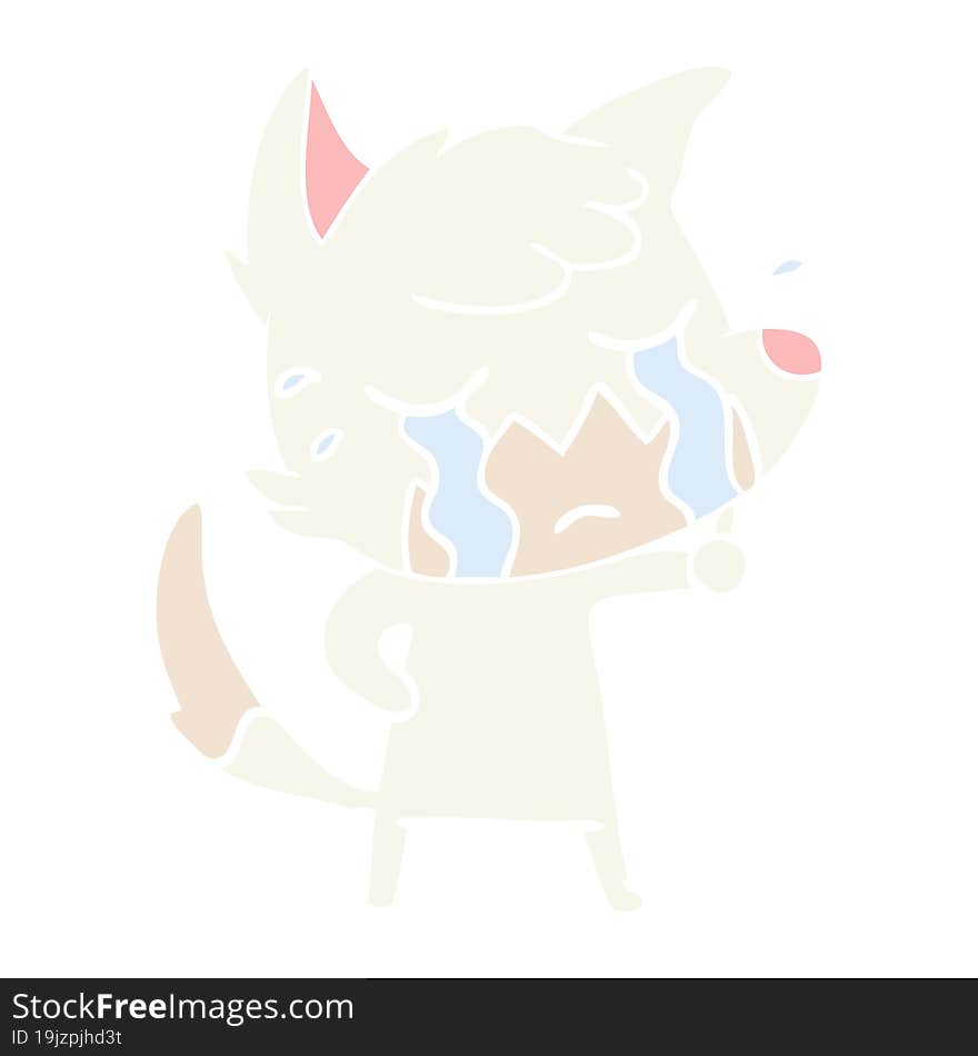 crying fox flat color style cartoon