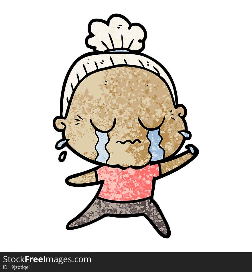 cartoon crying old lady. cartoon crying old lady