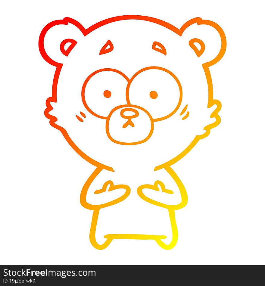 warm gradient line drawing surprised bear cartoon