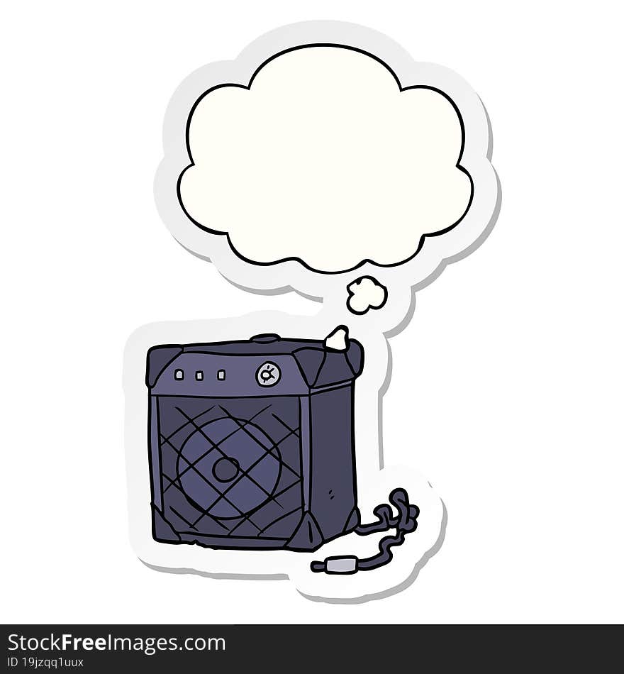 Cartoon Guitar Amp And Thought Bubble As A Printed Sticker