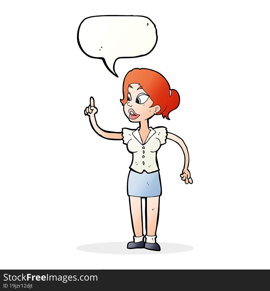 cartoon woman with great idea with speech bubble