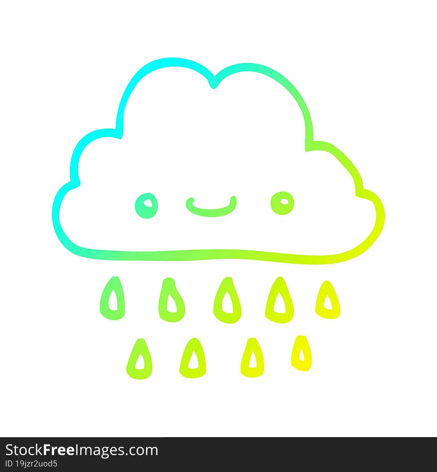 cold gradient line drawing cartoon storm cloud