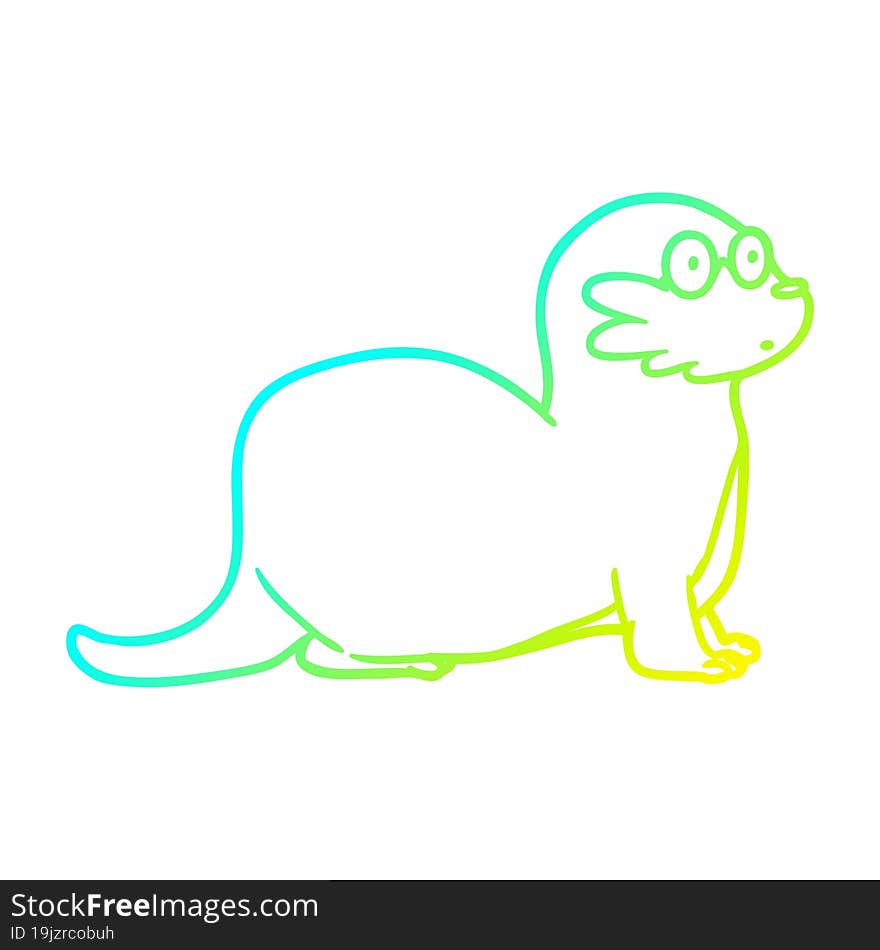 cold gradient line drawing cartoon otter