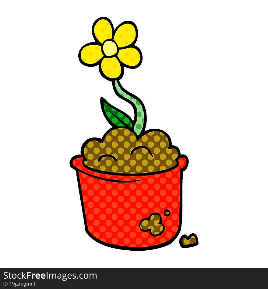 Cartoon Doodle Flower Pot