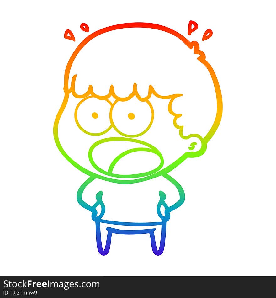 rainbow gradient line drawing cartoon shocked man