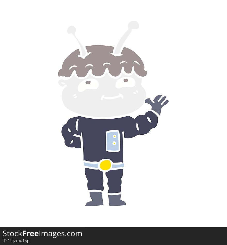 friendly flat color style cartoon spaceman